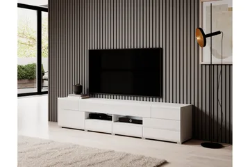 Toreno Golvstående TV Bänk 208 cm med Förvaring i Målat Trä - Vit - Möbler - Tv möbel & mediamöbel - TV bänk & mediabänk