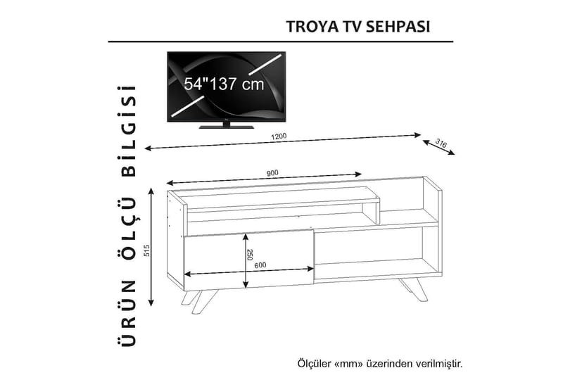 Troya Tv-bänk 120 cm - Vit - TV bänk & mediabänk
