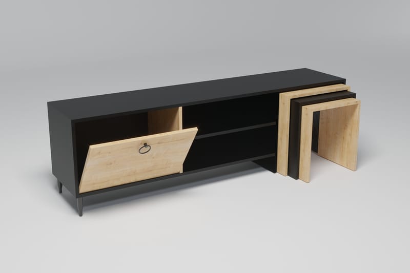 Tutana Tv-bänk 180 cm - Natur/Svart - Möbler - Tv möbel & mediamöbel - TV bänk & mediabänk