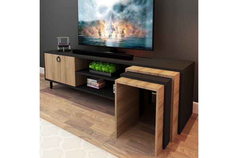Tutana Tv-bänk 180 cm - Natur/Svart - Möbler - Tv möbel & mediamöbel - TV bänk & mediabänk