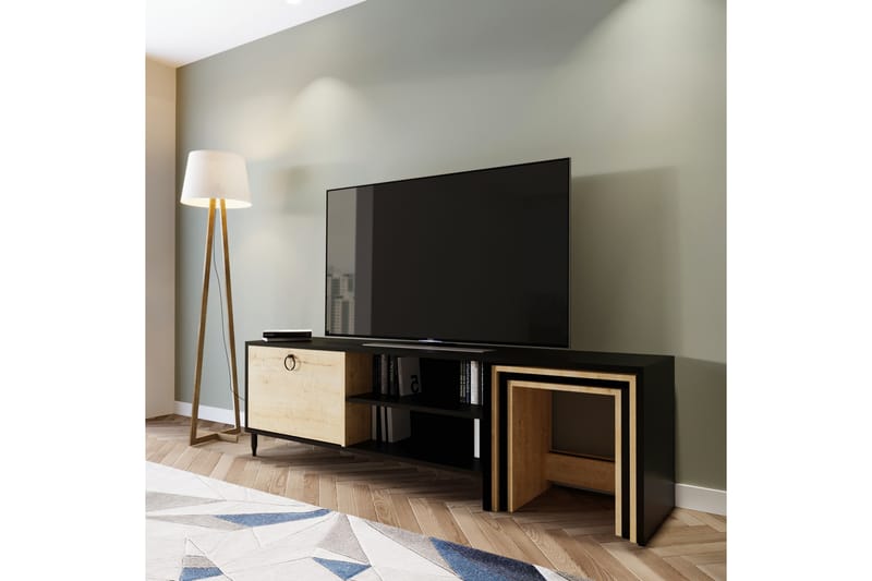 Tutana Tv-bänk 180 cm - Svart/Natur - Möbler - Tv möbel & mediamöbel - TV bänk & mediabänk