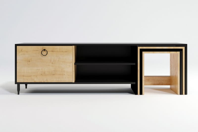 Tutana Tv-bänk 180 cm - Svart/Natur - Möbler - Tv möbel & mediamöbel - TV bänk & mediabänk