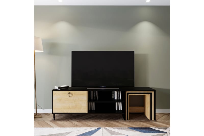 Tutana Tv-bänk 180 cm - Svart/Natur - Möbler - Tv möbel & mediamöbel - TV bänk & mediabänk