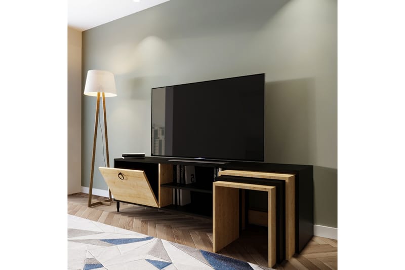 Tutana Tv-bänk 180 cm - Svart/Natur - Möbler - Tv möbel & mediamöbel - TV bänk & mediabänk