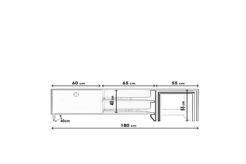 Tutana Tv-bänk 180 cm - Svart/Natur - Möbler - Tv möbel & mediamöbel - TV b�änk & mediabänk
