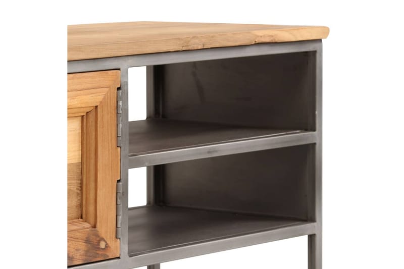 TV-bänk återvunnen teak och stål 120x30x40 cm - Brun - Möbler - Tv möbel & mediamöbel - TV bänk & mediabänk
