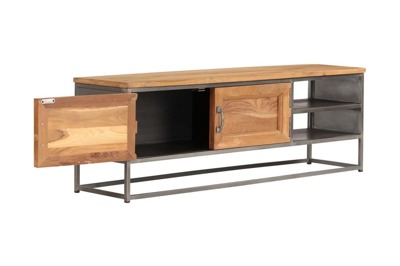 TV-bänk återvunnen teak och stål 120x30x40 cm - Brun - Möbler - Tv möbel & mediamöbel - TV bänk & mediabänk