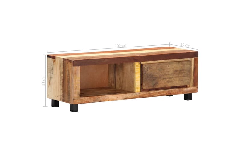 TV-bänk 100x30x33 cm massivt återvunnet trä - Brun - Möbler - Tv möbel & mediamöbel - TV bänk & mediabänk