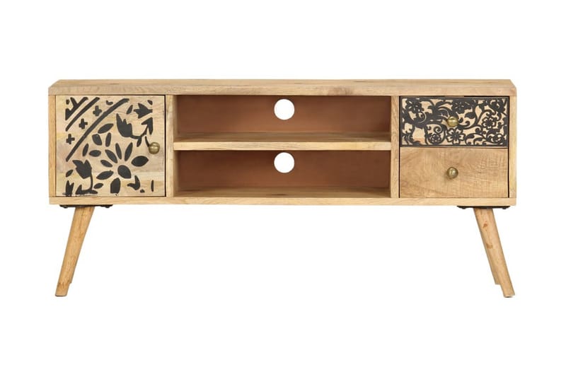 TV-bänk 100x30x45 cm massivt mangoträ - Brun - Möbler - Tv möbel & mediamöbel - TV bänk & mediabänk
