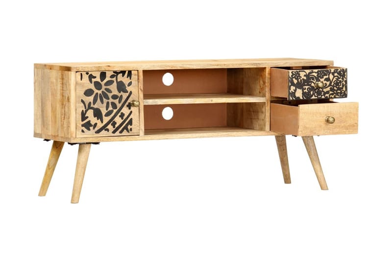 TV-bänk 100x30x45 cm massivt mangoträ - Brun - Möbler - Tv möbel & mediamöbel - TV bänk & mediabänk
