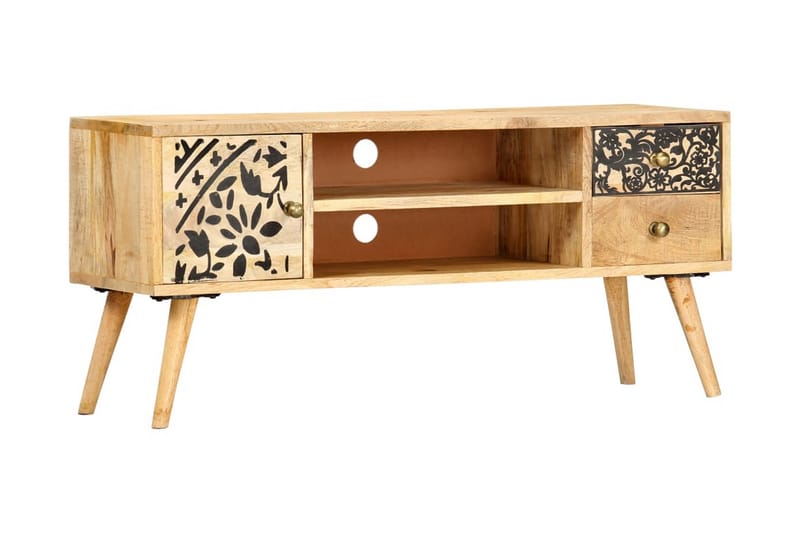 TV-bänk 100x30x45 cm massivt mangoträ - Brun - Möbler - Tv möbel & mediamöbel - TV bänk & mediabänk