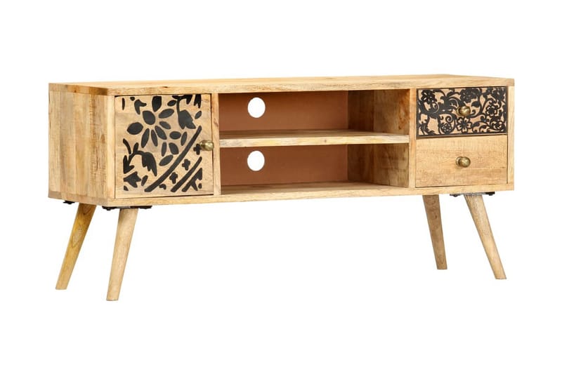 TV-bänk 100x30x45 cm massivt mangoträ - Brun - Möbler - Tv möbel & mediamöbel - TV bänk & mediabänk