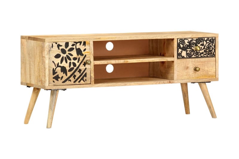 TV-bänk 100x30x45 cm massivt mangoträ - Brun - Möbler - Tv möbel & mediamöbel - TV bänk & mediabänk