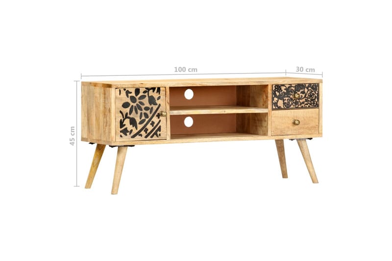 TV-bänk 100x30x45 cm massivt mangoträ - Brun - Möbler - Tv möbel & mediamöbel - TV bänk & mediabänk