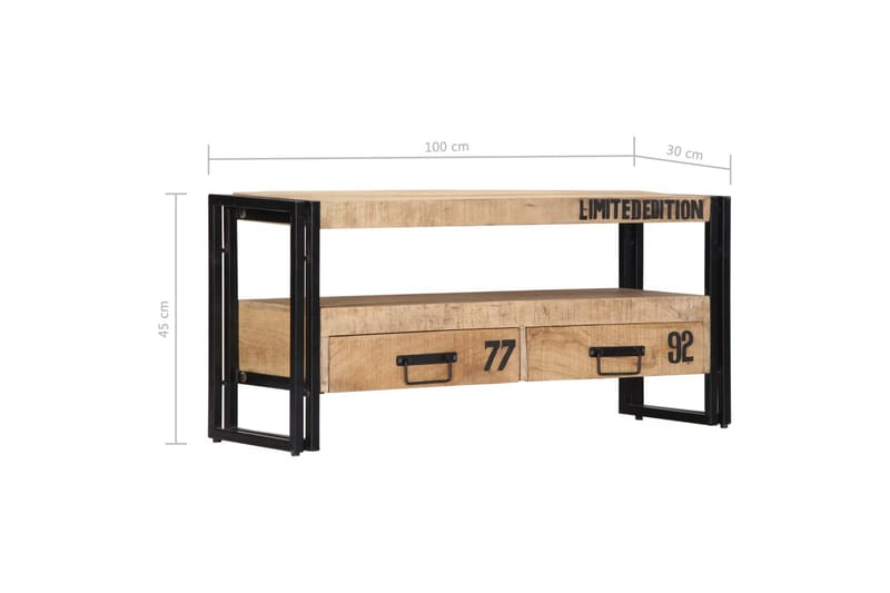 TV-bänk 100x30x45 cm massivt mangoträ - Brun - Möbler - Tv möbel & mediamöbel - TV bänk & mediabänk