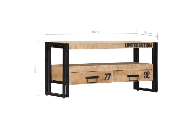 TV-bänk 100x30x45 cm massivt mangoträ - Brun - TV bänk & mediabänk