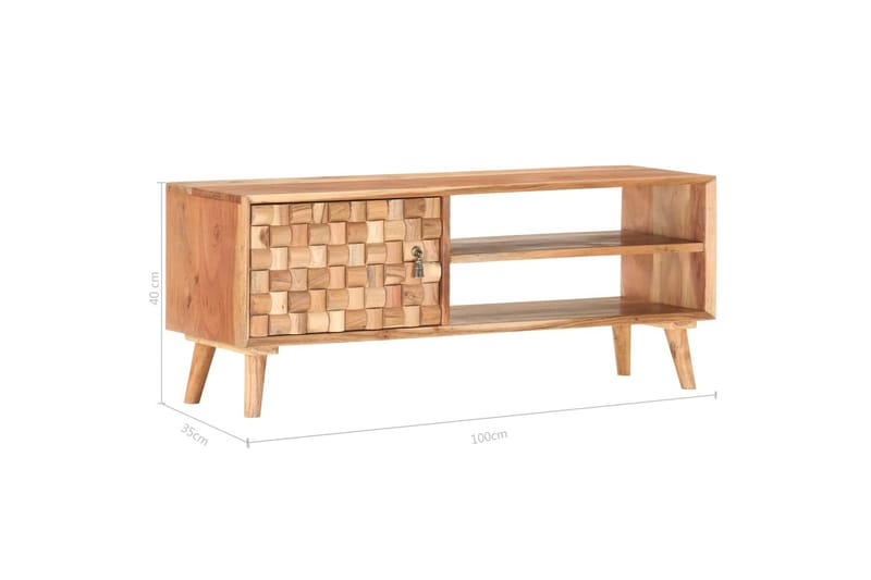 TV-bänk 100x35x40 cm massivt akaciaträ - Brun - Möbler - Tv möbel & mediamöbel - TV bänk & mediabänk