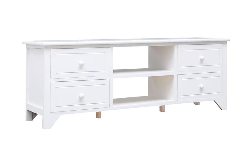 TV-bänk 108x30x40 cm massivt kejsarträ - Vit - Möbler - Tv möbel & mediamöbel - TV bänk & mediabänk
