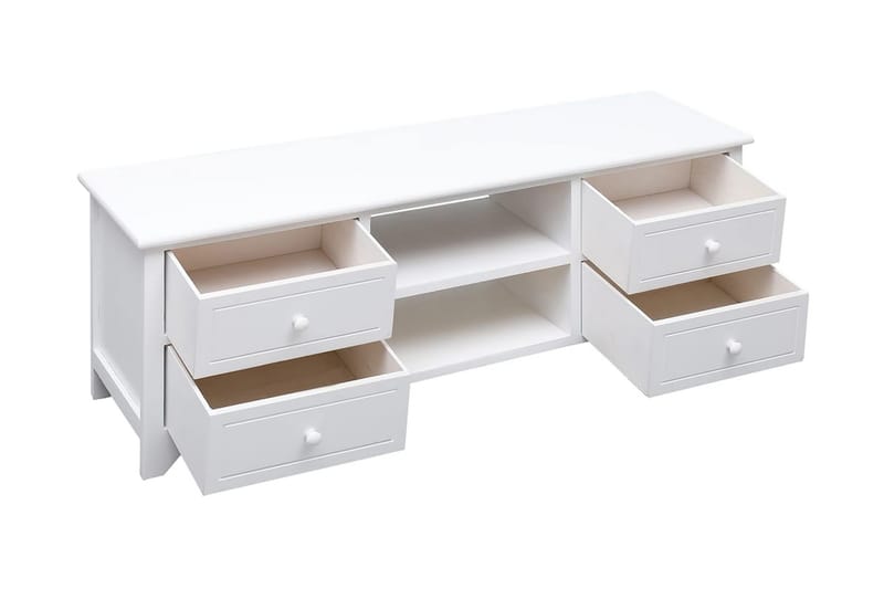 TV-bänk 108x30x40 cm massivt kejsarträ - Vit - Möbler - Tv möbel & mediamöbel - TV bänk & mediabänk
