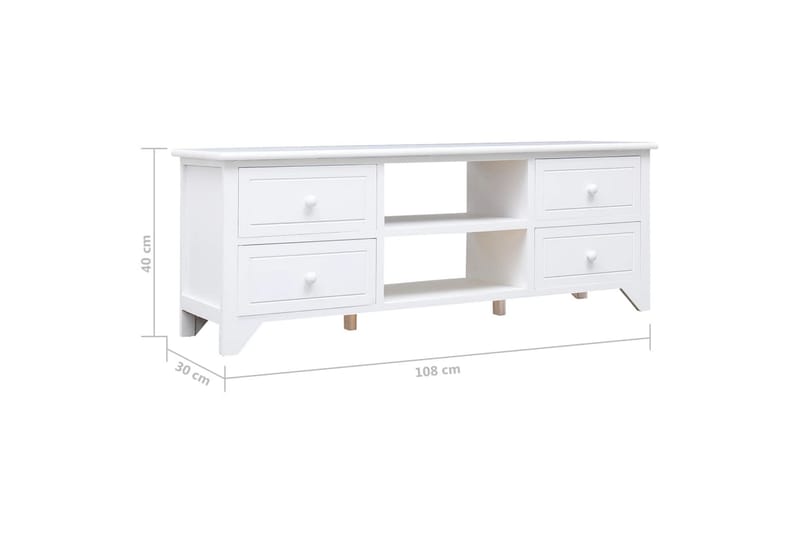 TV-bänk 108x30x40 cm massivt kejsarträ - Vit - Möbler - Tv möbel & mediamöbel - TV bänk & mediabänk