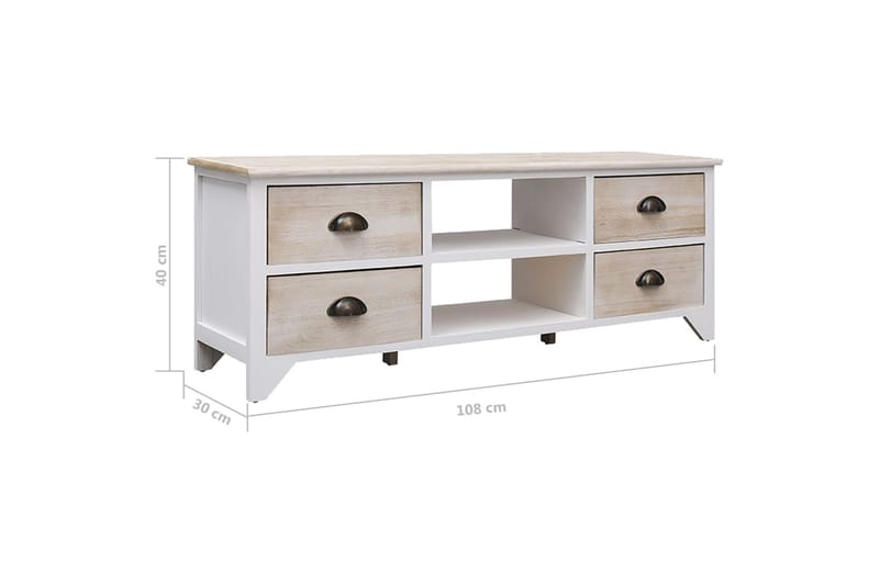 Tv-bänk 108x30x40 cm massivt paulowniaträ - Brun - Möbler - Tv möbel & mediamöbel - TV bänk & mediabänk
