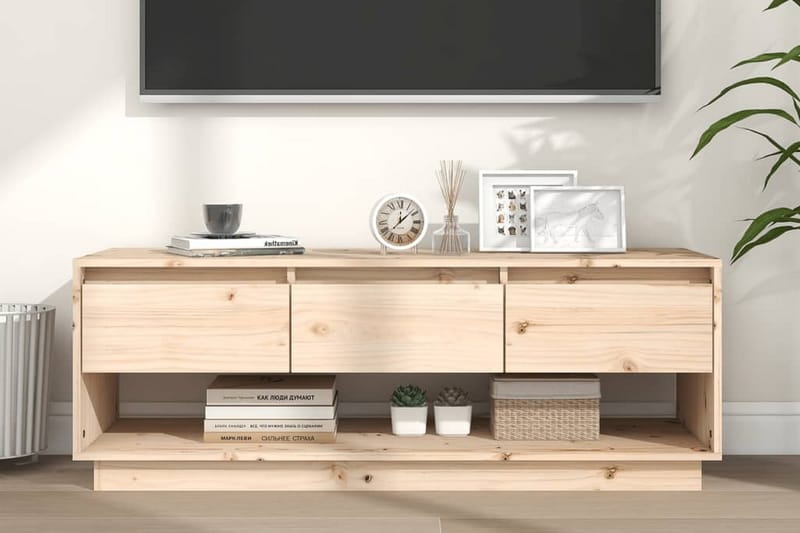 Tv-bänk 110,5x34x40 cm massiv furu - Brun - Möbler - Tv möbel & mediamöbel - TV bänk & mediabänk