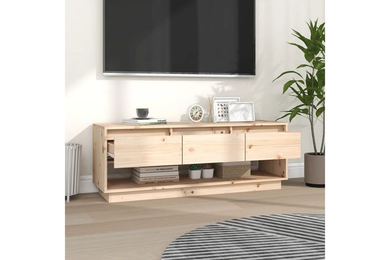Tv-bänk 110,5x34x40 cm massiv furu - Brun - Möbler - Tv möbel & mediamöbel - TV bänk & mediabänk