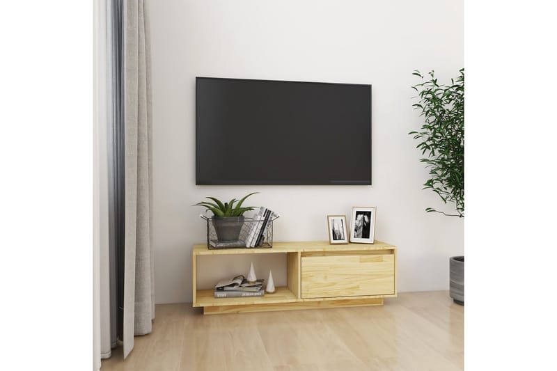 TV-bänk 110x30x33,5 cm massiv furu - Brun - Möbler - Tv möbel & mediamöbel - TV bänk & mediabänk