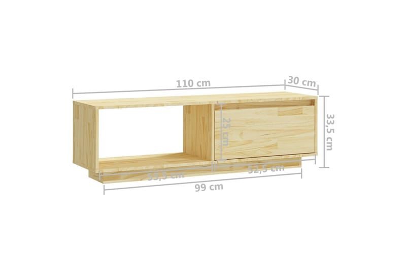 TV-bänk 110x30x33,5 cm massiv furu - Brun - Möbler - Tv möbel & mediamöbel - TV bänk & mediabänk