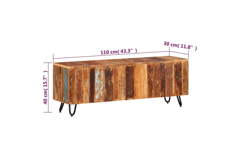 Tv-bänk 110x30x40 cm massivt återvunnet trä - Flerfärgsdesign - Möbler - Tv möbel & mediamöbel - TV bänk & mediabänk