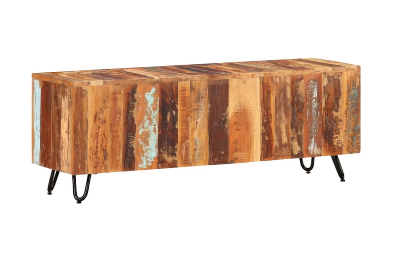 Tv-bänk 110x30x40 cm massivt återvunnet trä - Flerfärgsdesign - Möbler - Tv möbel & mediamöbel - TV bänk & mediabänk