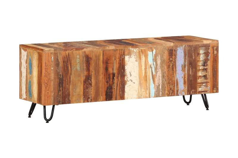 Tv-bänk 110x30x40 cm massivt återvunnet trä - Flerfärgsdesign - Möbler - Tv möbel & mediamöbel - TV bänk & mediabänk