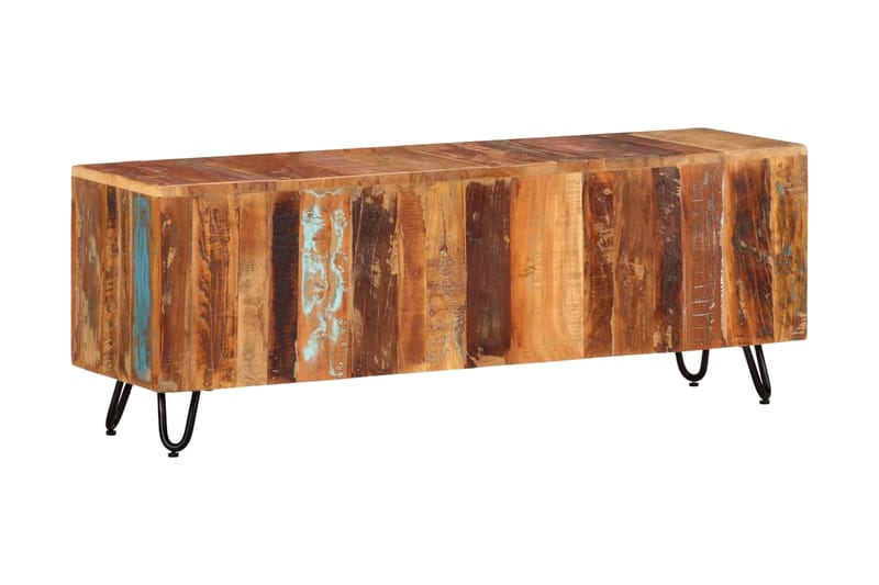 Tv-bänk 110x30x40 cm massivt återvunnet trä - Flerfärgsdesign - Möbler - Tv möbel & mediamöbel - TV bänk & mediabänk