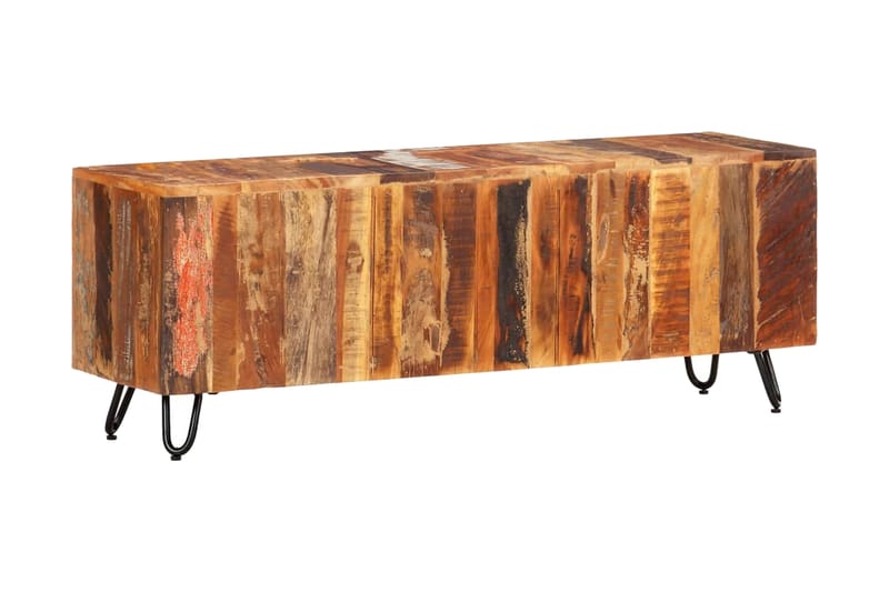 Tv-bänk 110x30x40 cm massivt återvunnet trä - Flerfärgsdesign - Möbler - Tv möbel & mediamöbel - TV bänk & mediabänk