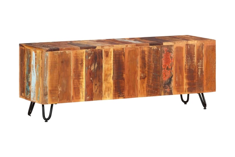 Tv-bänk 110x30x40 cm massivt återvunnet trä - Flerfärgsdesign - Möbler - Tv möbel & mediamöbel - TV bänk & mediabänk