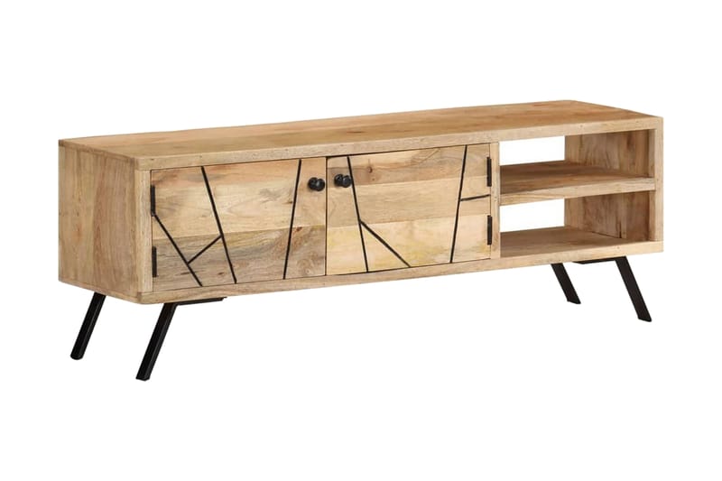 TV-bänk 110x30x40 cm massivt mangoträ - Grå - Möbler - Tv möbel & mediamöbel - TV bänk & mediabänk