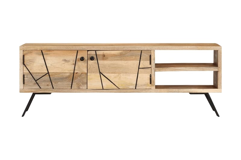 TV-bänk 110x30x40 cm massivt mangoträ - Grå - Möbler - Tv möbel & mediamöbel - TV bänk & mediabänk