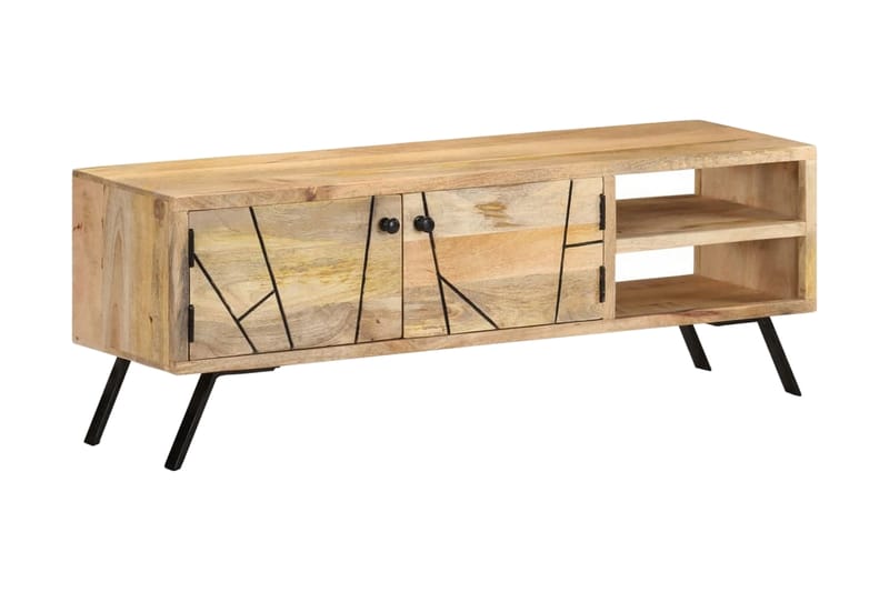 TV-bänk 110x30x40 cm massivt mangoträ - Grå - Möbler - Tv möbel & mediamöbel - TV bänk & mediabänk