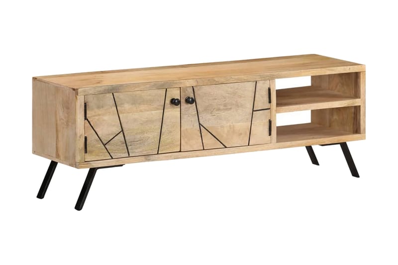 TV-bänk 110x30x40 cm massivt mangoträ - Grå - Möbler - Tv möbel & mediamöbel - TV bänk & mediabänk