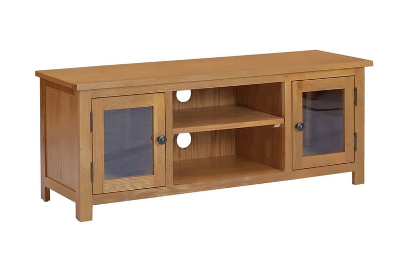 TV-bänk 110x35x44 cm massiv ek - Brun - Möbler - Tv möbel & mediamöbel - TV bänk & mediabänk