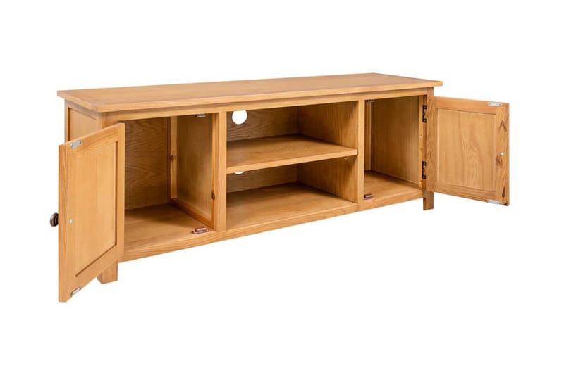 TV-bänk 110x35x44 cm massiv ek - Brun - Möbler - Tv möbel & mediamöbel - TV bänk & mediabänk