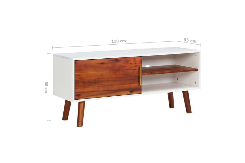 TV-bänk 110x35x50 cm massivt akaciaträ och MDF - Brun - Möbler - Tv möbel & mediamöbel - TV bänk & mediabänk