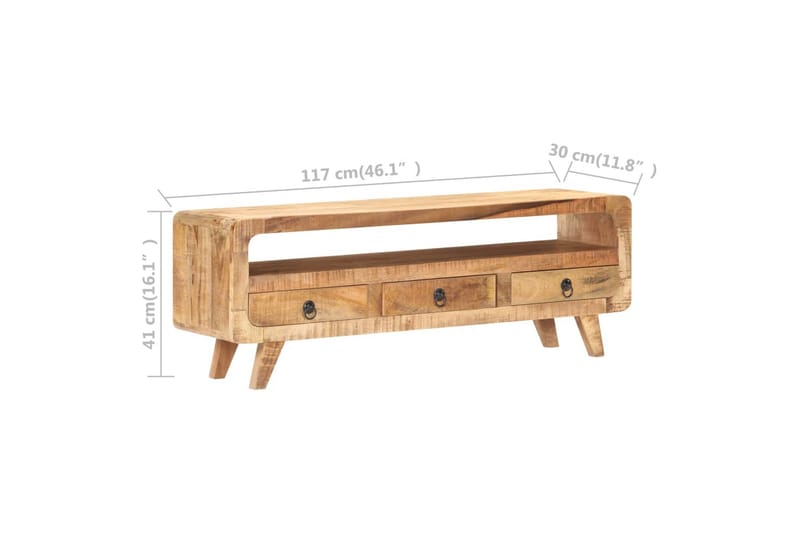 TV-bänk 117x30x41 cm massivt grovt mangoträ - Brun - Möbler - Tv möbel & mediamöbel - TV bänk & mediabänk