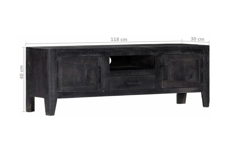 TV-bänk 118x30x40 cm svart massivt mangoträ - Svart - Möbler - Tv möbel & mediamöbel - TV bänk & mediabänk