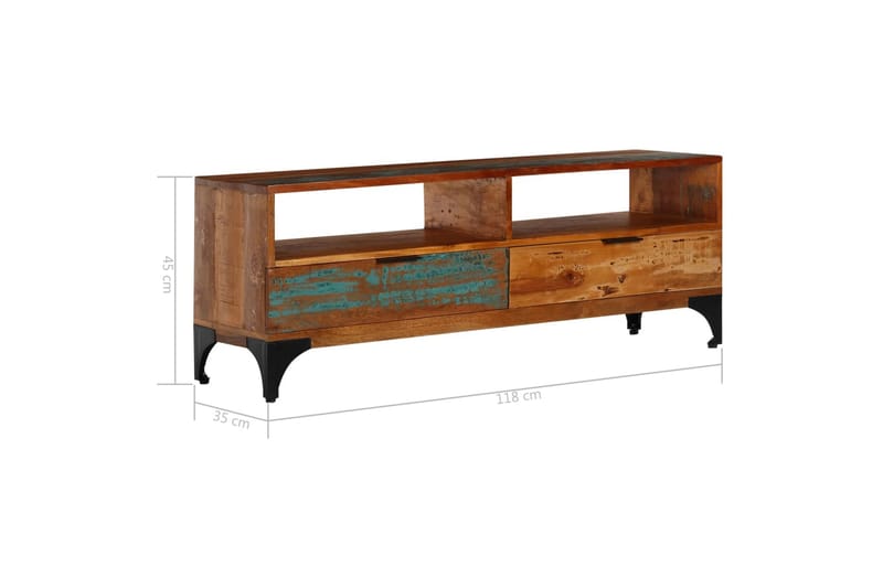 TV-bänk 118x35x45 cm massivt återvunnet trä - Brun - Möbler - Tv möbel & mediamöbel - TV bänk & mediabänk