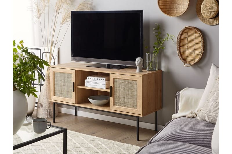 TV-bänk 120 cm rotting ljusbrun PASCO - Trä/natur - Möbler - Tv möbel & mediamöbel - TV bänk & mediabänk
