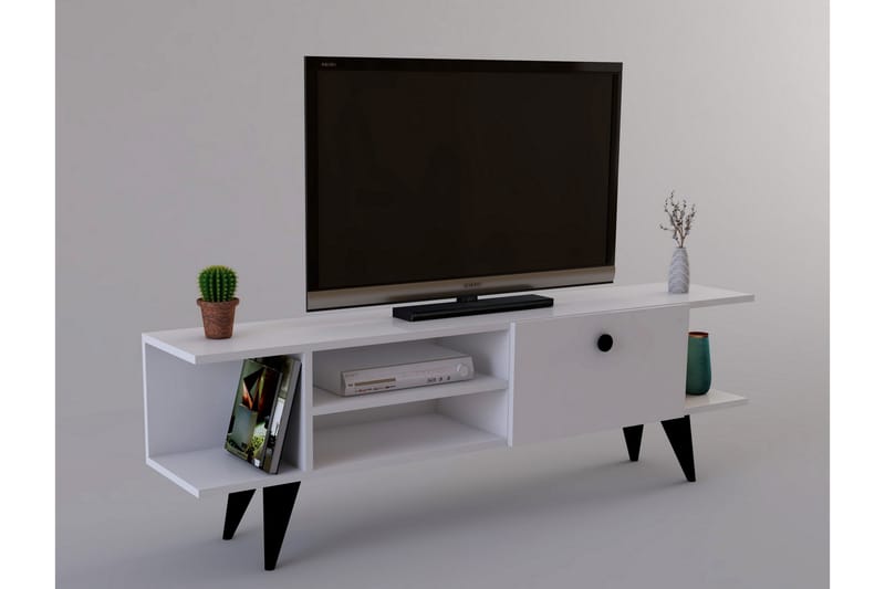 Tv-bänk 120 cm - Vit/Svart - TV bänk & mediabänk