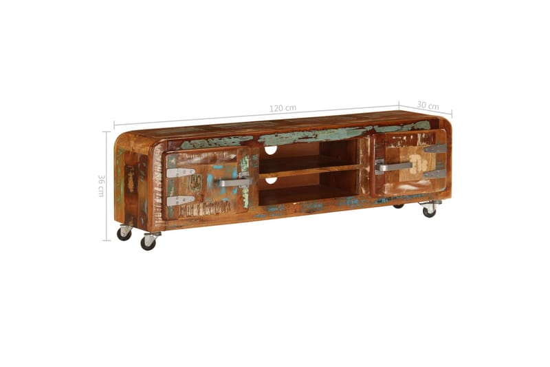 TV-bänk 120x30x36 cm massivt återvunnet trä - Brun - Möbler - Tv möbel & mediamöbel - TV bänk & mediabänk