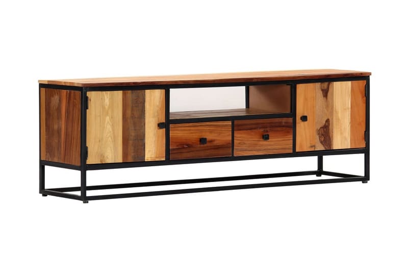 TV-bänk 120x30x40 cm massivt återvunnet trä och stål - Brun - Möbler - Tv möbel & mediamöbel - TV bänk & mediabänk