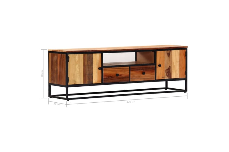 TV-bänk 120x30x40 cm massivt återvunnet trä och stål - Brun - Möbler - Tv möbel & mediamöbel - TV bänk & mediabänk